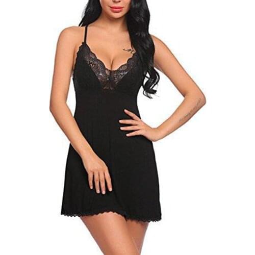 Lingerie Sexy Sleepwear Nightie Women V Neck Sling Nightgowns Silk Night Dress Sets Lace Sexy Nightwear gecelik sexy Night Gown