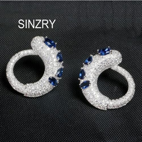SINZRY Brand New cut cubic zircon shinning circle geometry stud earrings trendy popular jewelry