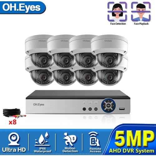 H.265 5MP Security Camera System 8CH AHD DVR Kit 4/8PCS 5.0MP HD Indoor Outdoor CCTV Camera P2P Video Surveillance System Set