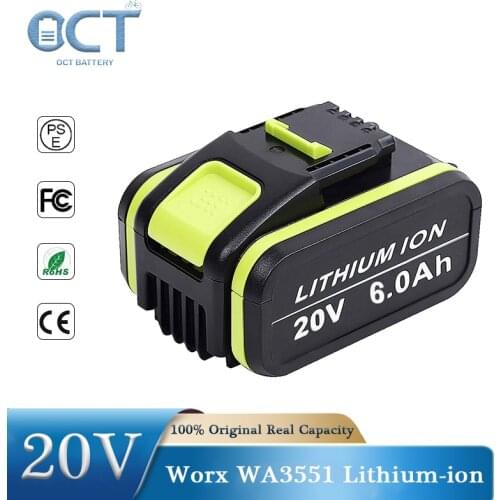 20V 5000mAh Replacement Lithium-ion Battery for Worx WA3551 WA3551 WA3553 WA3572 WA3760 WA3765 Cordless Power Tools Batteries