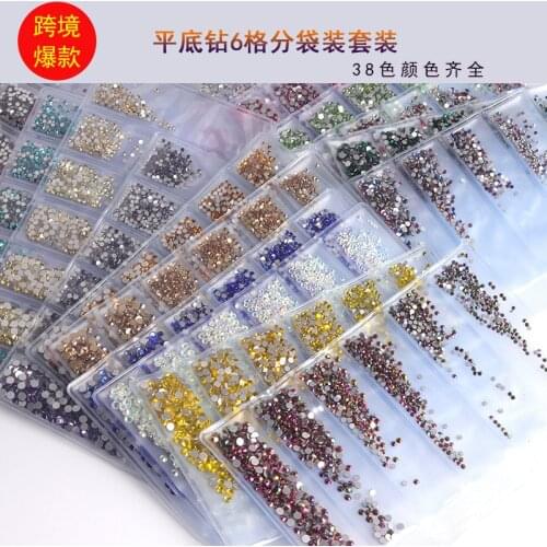 Nail Rhinestone Nail Ornament Accessories Manicure Flat-Bottomed Diamond 6-Grid Sub-Pack Mixed Magic AB Crystal Nail Crystal