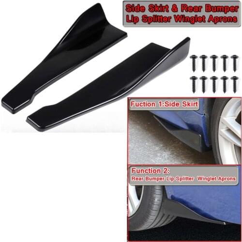 Universal 48cm Car Front Side Skirt & Rear Bumper Lip Splitters Canards For Benz W205 W204 W203 W211 W212 W213 W117 C117 W176