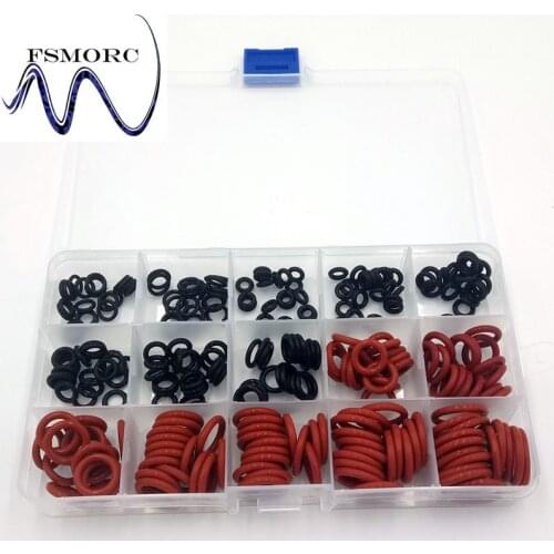 250Pcs OD(8.5~20mm) Thickness (1.5~2.5mm)Red/Black silicon O-ring Set High Quality O ring Box Edible O Ring Seal Gasket Kit