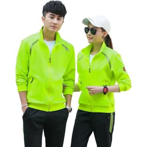 Spring Women & Men Sporting Suits Black Red Gray Green Skin Friendly Breathable Elastic Zipper Casual Tracksuits Sportswear Suit