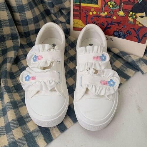 Printed Velcro Explosive White Shoes All-match Net Red Japanese Personality Canvas Shoes Ins New Womens Sneakers Trend