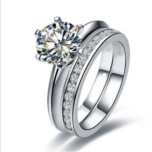 925 Sterling Silver Set Rings Test Positive 9MM 3CT D-E Moissanite Diamond Rings S925 Wedding bands for Women