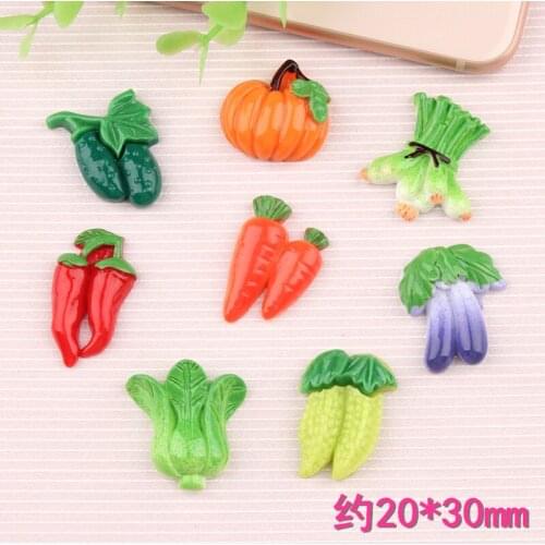 10pcs Mix Simulation vegetables food resin charms flatback kawaii cabochon DIY materials children jewelry accessories wholesale