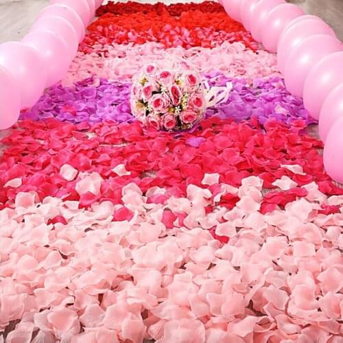 1000pcs Artificial Rose Petal Silk DIY Fake Flowers Romantic Flower Leaf For Wedding Party Home Decoration Rose Petals Bride
