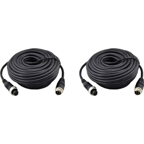 2Pcs 4Pin Video Extension Cable, Car Rear View Backup Camera Video Extension Cable (5 Meters & 15 Meters)
