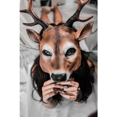 Adult Cosplay 3D Animal Mask PU Foam Deer Mask Women Men Carnival Party Club Role Play Masks