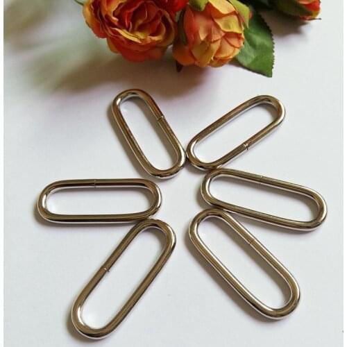 5Pcs/lot 38mm (1-1/2") Rough 3.5 mm Loop Oval Ring Leather For Purse Bag Handbag Strap Silver