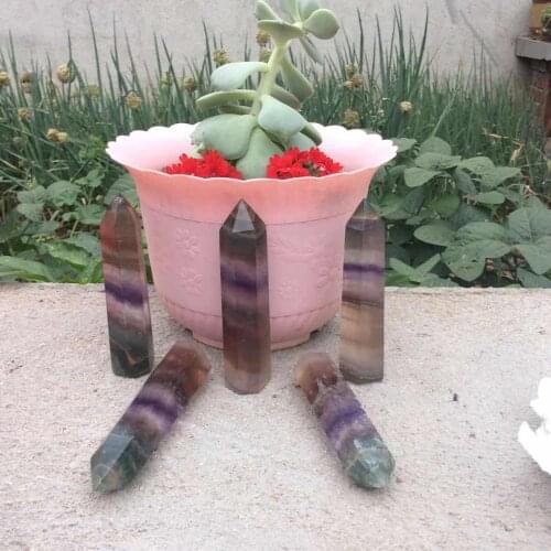 5pcs Attractive 100% Natural Colorful Fluorite Crystal Gemstone Wand Metaphysicial Chakra Lucid Stone As Holiday Decoration