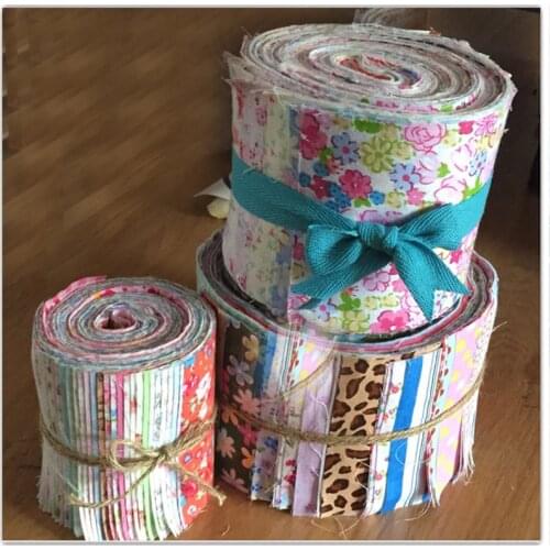 Betim 50 Pcs Jelly Roll Fabric, Roll Up Cotton Fabric Quilting Strips, Patchwork Craft Cotton Quilting Fabric 4 Size