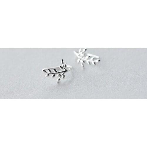925 Sterling Silver Leaves Branch Dangle Drop Hook Nose Ear Cuff Earrings Jewelry A1255
