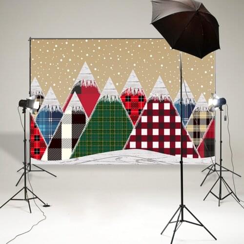 BEIPOTO Christmas tartan trees photography background newborn photo booth props Xmas party event decoartion backdrop baby shower
