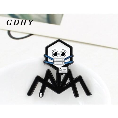 GDHY Cartoon Black Spider"I D"Brooch Child interest Spider Basketball Ball Box Frame Pin Brooch For Kids Jewelry Brosa Broche