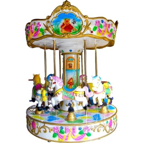 Shopping Malls 6 Seats Merry Go Round Horse Carousels Children Play Coin Operated Kiddy Rides Amusement Park Arcade Game Machine