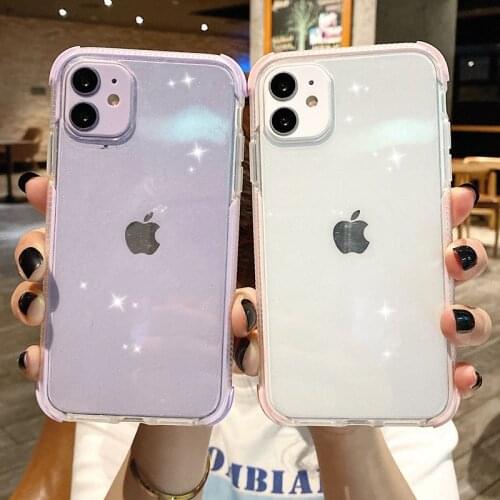Gimfun Shockproof Transparent Phone Case for iPhone 11 12 Pro Max Mini XS X XR 7 8 Plus SE 2020 Glitter Soft TPU Cases Cover