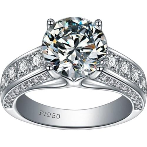 Exquisite 2Carat 8mm Imitation Moissanite Open Ring Love Promise Rings for Women Wedding Party Fashion Jewelry Gift K5T759