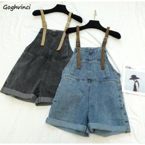 Denim Rompers Women Wide-leg Solid Front Pocket Vintage Boyfriend Summer Female Clothing Korean Preppy Style Fashion Casual Chic