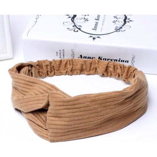 Korean Modal Hair Accessories for Women Stretch Cotton Striped Knitted Cross Hairbands Gril Wide Headband