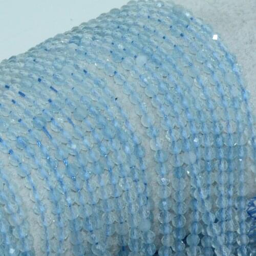 Natural Clean Quality Dark Blue Aquamarine Faceted Round Beads 3mm~3.2mm