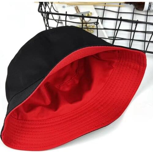 Fashion Women Solid Color Flat Cotton Reversible Fisherman Sun Hat Bucket Cap Flat Cotton Reversible Fisherman Hat Bucket Cap