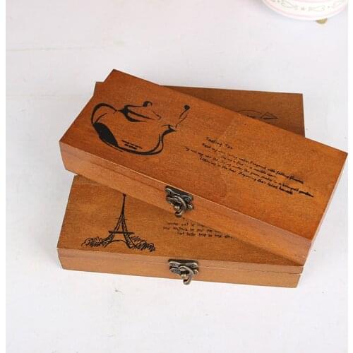 Fashion Retro Antique Storage Holder Japanese Style Wood Box Pencil Case Storage Case with Flowers For Jewelry Case Decorative