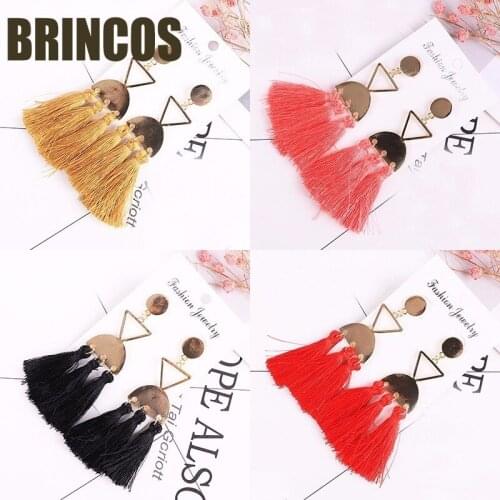 Ms. alexexpress bts boho earrings indian jewelry fashion vintage gold geometry 2019 ml bohemian tassel long dangle red yellow cc