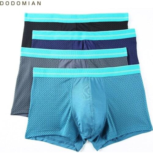 DO DO MIAN Men Boxers Solid Underwear Sexy Mesh Cuecas Boxer Masculina U Convex Boxer Shorts 2018 Casual Underpants 4pcs\lot