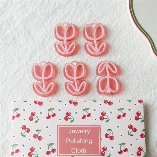 New style 40pcs/lot color print cartoon Tulip rose flowers shape acrylic beads diy jewelry earring/garment pendant accessory