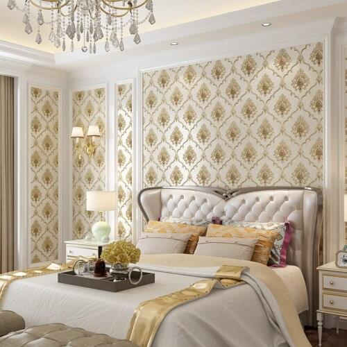 European Style Damascus Florals Wallpaper Rolls Non Woven Wallpaper Flowers Living Room Bedroom Walls Home Decoration