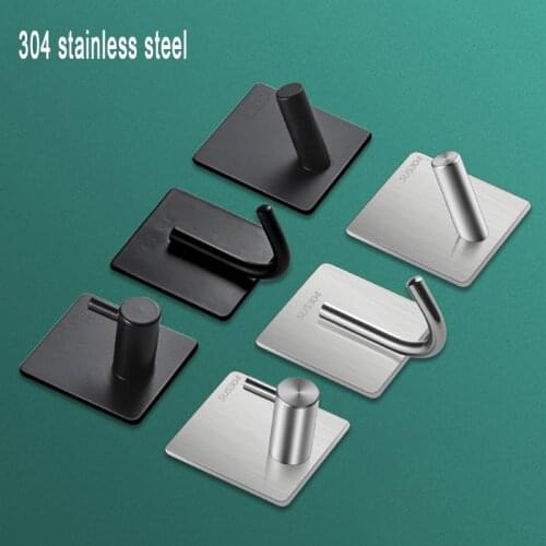 Stainless steel hook-free perforated kitchen hook wall load-bearing metal hook bathroom toilet clothes hook hanger