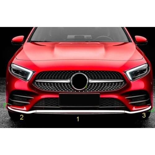 Fit for Mercedes Benz A Class W177 V177 AMG Line 2019 2020 Car Accessories Chrome Front Bumper Bottom Grill Cover Molding 3pcs
