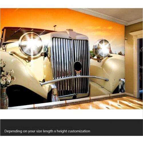 Custom 3D large Wallcoverings, Shiny Classic Car murals for hotel KTV Coffee tea dining room TV background papel de parede
