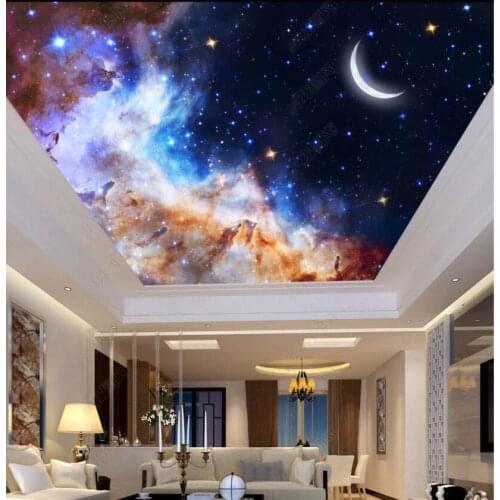 Custom photo 3d ceiling murals wallpaper Fantasy gorgeous starry sky moon living room 3d wall murals wallpaper for walls 3 d