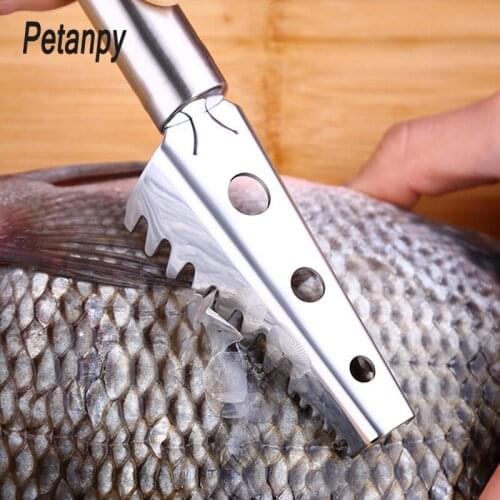 Practical Fish Skin Brush Stainless Steel Scraping Fish Scale Scraper Remover Grater Skinner Planing Tool Seafood Cleaning Tools