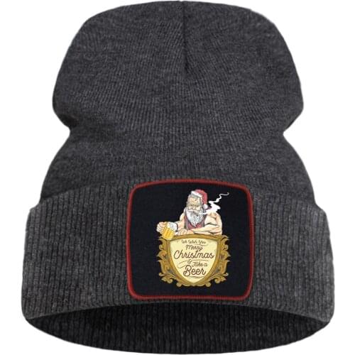 Strong Bearded Santa Claus Christmas Winter Cap Street Fashion Warm Beanie Caps Simple Casual Unisex Caps Quality Comfort Hat