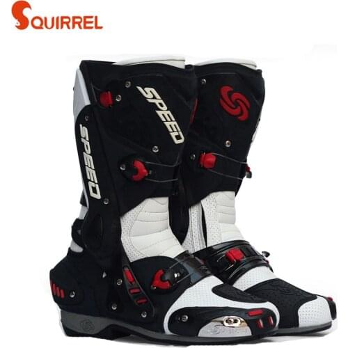 Professional racing boots motorcycle riding boots anti falling motorcycle shoes red white black