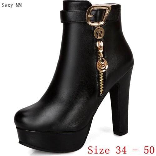 Spring Autumn Women Platform Ankle Boots Woman Short Boots High Heel Shoes Plus Size 34 - 40 41 42 43 44 45 46 47 48 49 50