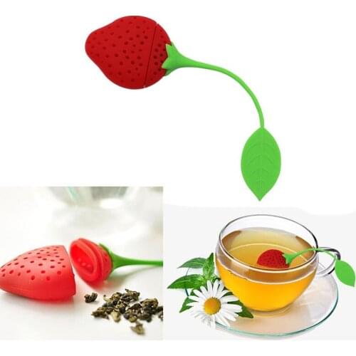1PC Silicone Strawberry Tea Infuser Lemon Tea Leaf Strainers Loose Herbal Spice Filter Diffuser Tea Bag Teaware Kitchen Supplies