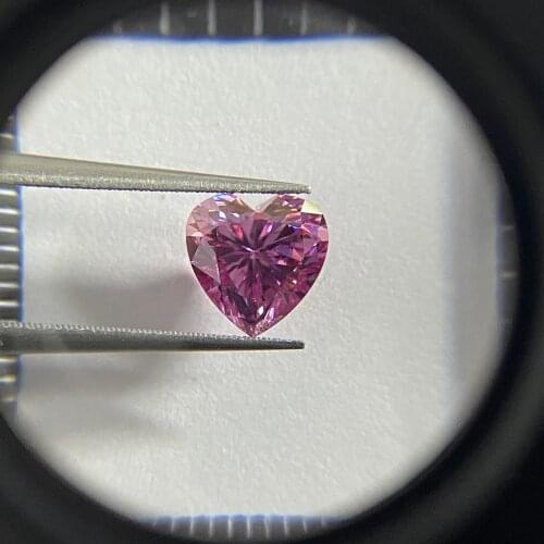 VVS1 Heart Shape Pink Moissanite 8x8mm 2cts Lab Created Diamond Loose Stone Ring DIY