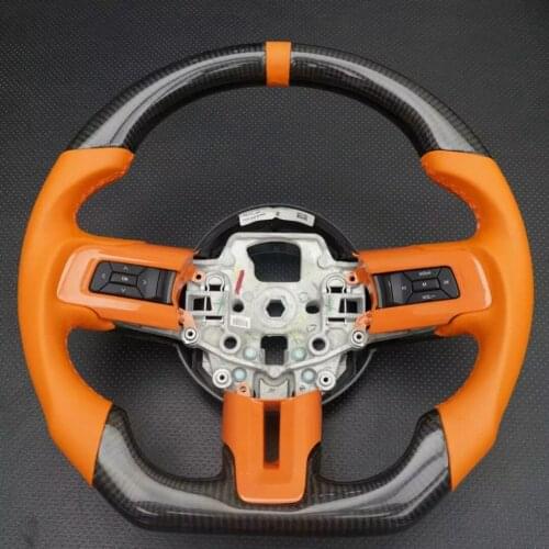 For Ford Mustang 2015-2020 Cuatomized Real Carbon Fiber Sports Steering Wheel Alcantara Leather Replacement