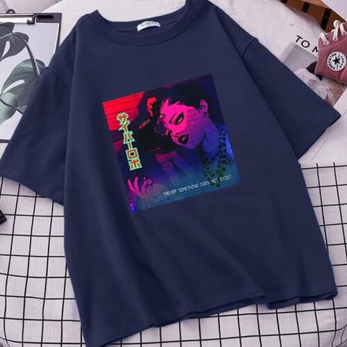 Woman Tshirts Harajuku Street Dark Spoof Cartoon Print Loose Short-sleeved Ladies T-shirt Clothing Top Vetement Femme Mujer
