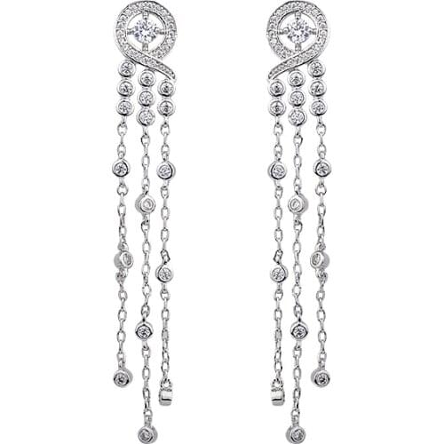 Elegant big Waterdrop Earring CZ Tassel Silver Color luxury stud earrings Womens Valentines Day Gift YME5759