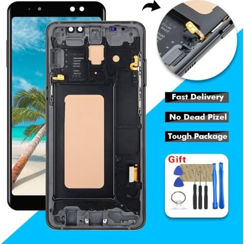 For Samsung Galaxy A8 Plus A8+ 2018 A730F A730F/DS A730X A730 LCD Display Touch Screen Digitizer Glass Assembly + Frame
