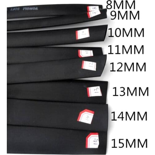 1METER / LOT 8mm 9mm 10mm 11mm 12mm 13mm 14mm 15mm black Heat Shrink Tubing Tube