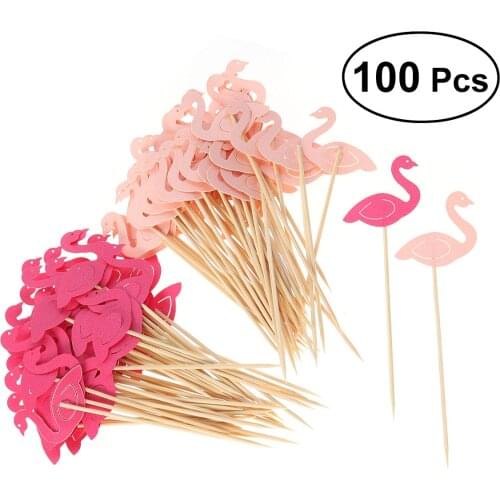 100 Pcs Stylish Flamingo Cake Toppers Attractive Chic Dessert Topper Cake Picks Cupcake Decoration for Dessert Decoration