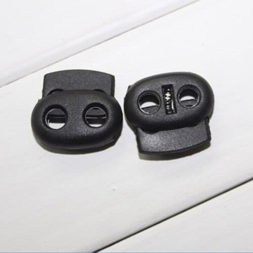 2014 rushed stopper paracord clamp new black plastic cord toggle nylon lock 2 holes 5mm 500pcs/lot garment accessories