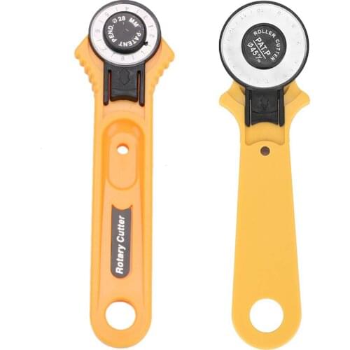 28/45MM Rotary Cutter knife safety handle with blade cover Patchwork Fabric Leather Blade Circular Cutting Crafts Sewing tools
